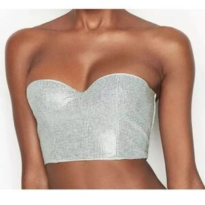 VICTORIA’S SECRET DREAM ANGELS JEWELED BUSTIER LUCKY STARS BRA SILVER NWOT